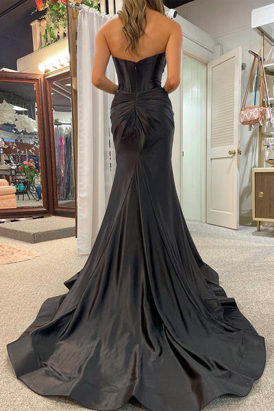 Rust Sage Green Strapless Keyhole Mermaid Long Dress with Slit MD110908