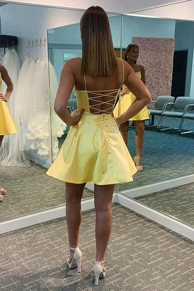 Light Blue Spaghetti Straps A Line Simple Homecoming Dresses LD3062308