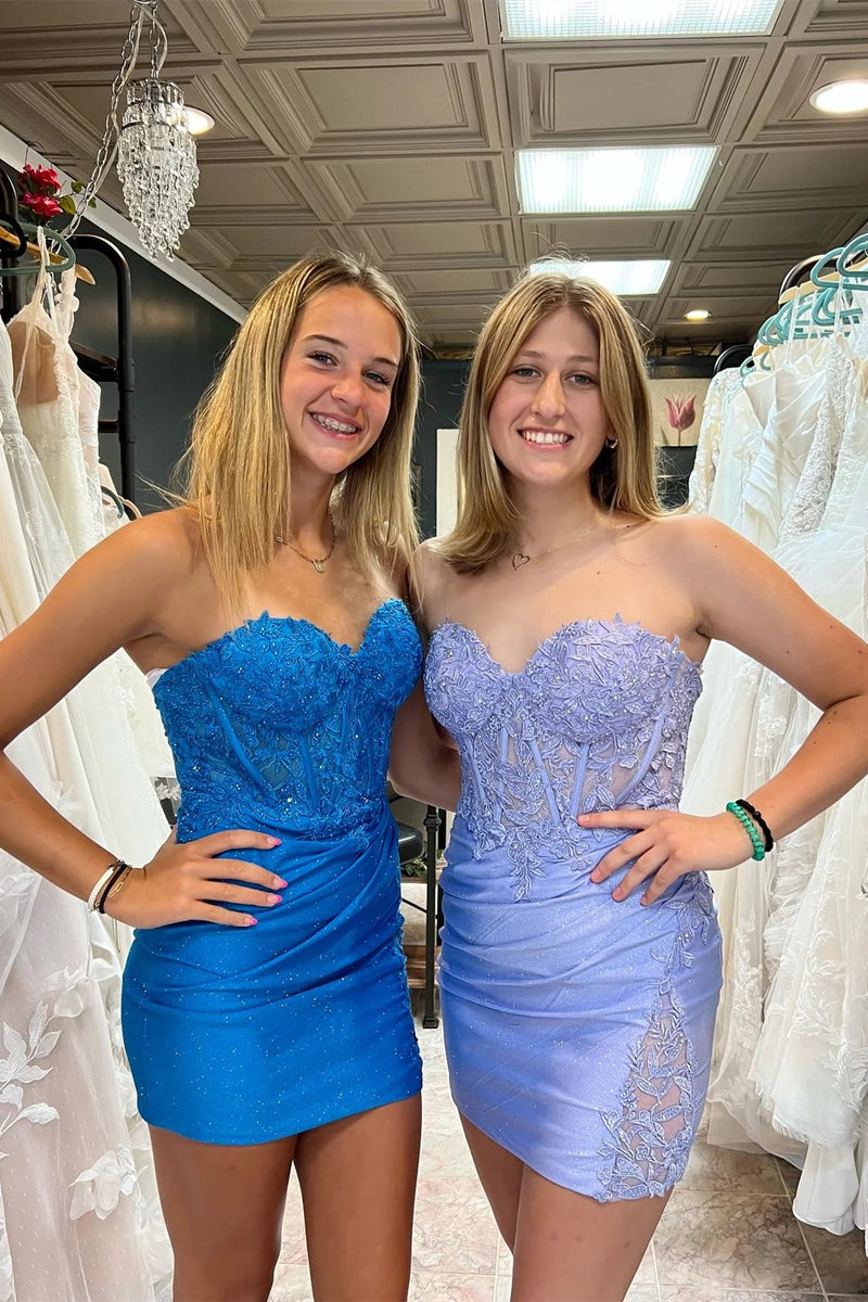 Lavender Sweetheart Lace Appliques Bodycon Homecoming Dresses MD090509 Dressmeet Lavender Sweetheart Lace Appliques Bodycon Homecoming Dresses MD090509 Dressmeet