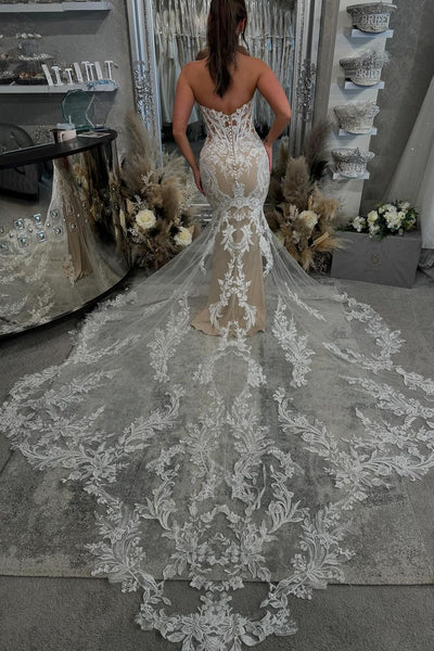 Charming Mermaid Sweetheart Lace Wedding Dresses DM40929010
