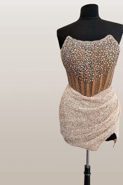 Tight Straps Backless Hot Pink Mini Party Dress Homecoming Dresses MD091603