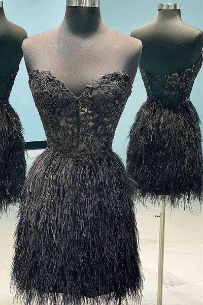 Sweetheart Feather Skirt Lavender Tight Homecoming Dress MD091608