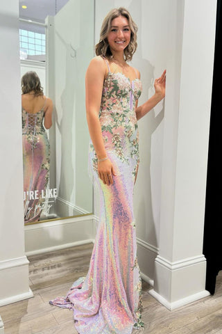 Mermaid Sweetheart Sequins Long Prom Dress with Appliques MD4051503