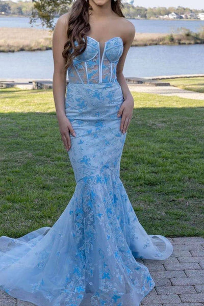 Gorgeous Lilac Sequin Lace Mermaid Sweetheart Corset Prom Dress MD112510