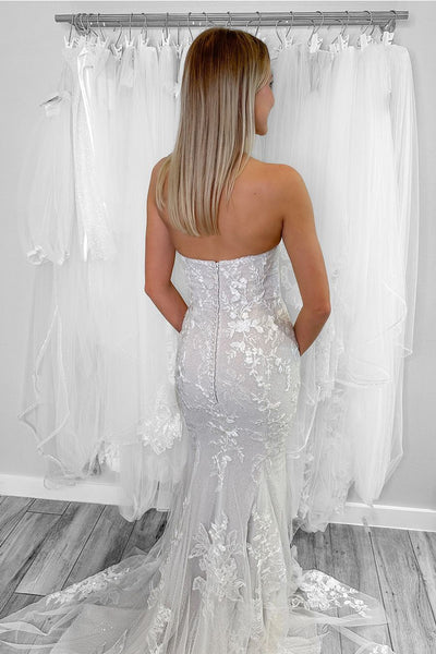 Gorgeous Mermaid Strapless Tulle Lace Wedding Dresses DM24071208