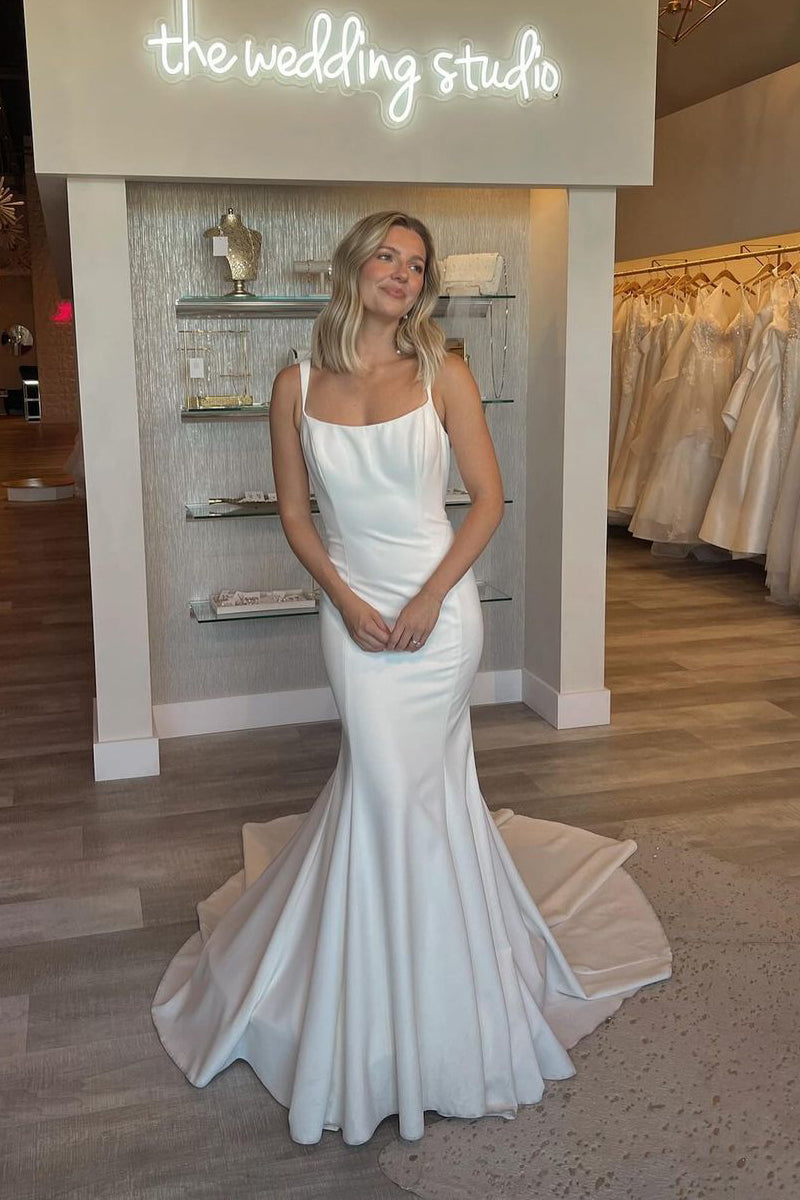 satin scoop neck wedding dress Elegant A-Line Scoop Neck White Satin Wedding Dresses  Vickidress  Online  Store Powered by Storenvy