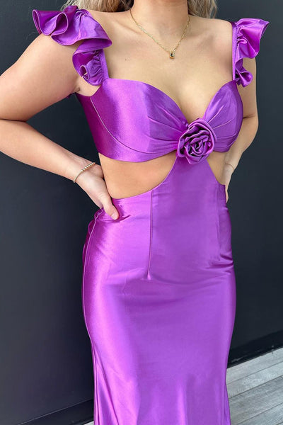 Mermaid Sweetheart Purple Satin Long Prom Dress MD4021404