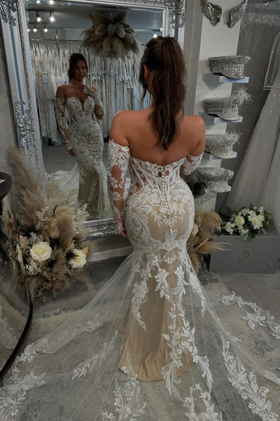 Charming Mermaid Sweetheart Lace Wedding Dresses DM40929010
