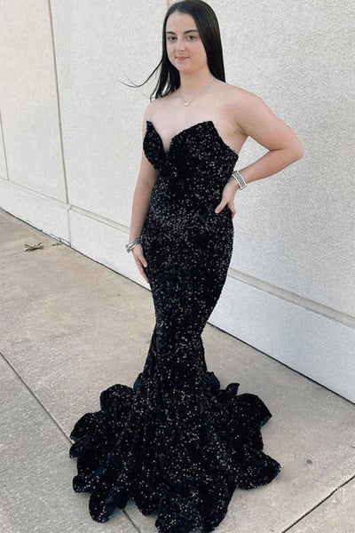 Mermaid Fuchsia Sequins Long Prom Dress MD100705