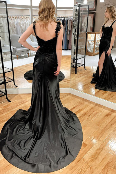 Black Sweetheart Satin Mermaid Long Prom Dress MD4012504