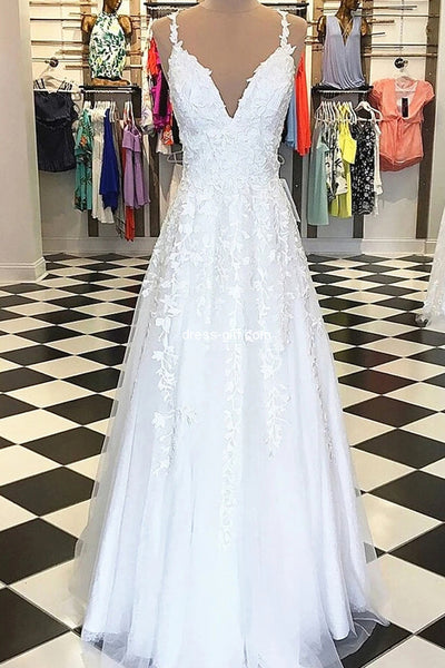 Elegant A-Line Sweetheart White Lace Long Prom Dresses,Formal Evening Party Dresses