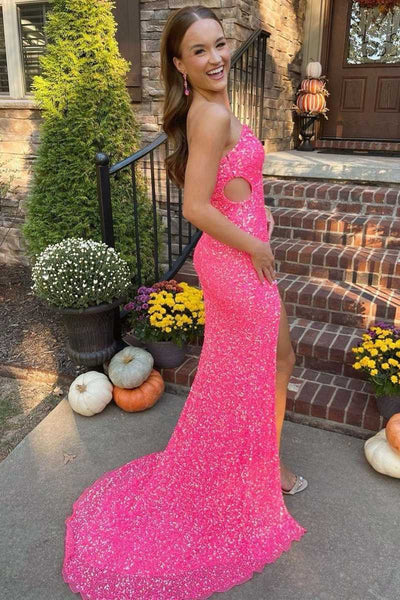Black One Shoulder Cap Sleeve Sequined Long Party Dress MD121801