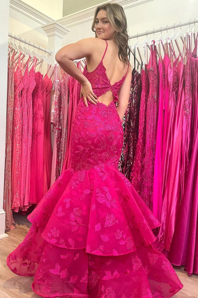 Emerald Appliques V-Neck Trumpet Long Gown MD4010901