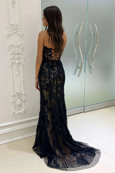 Sweetheart Black Lace Appliques Mermaid Prom Dress MD113010