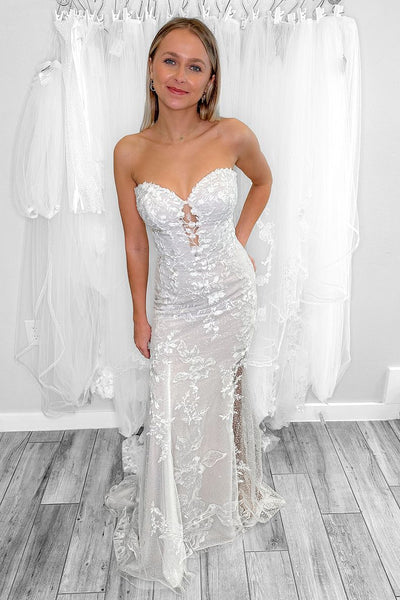 Gorgeous Mermaid Strapless Tulle Lace Wedding Dresses DM24071208