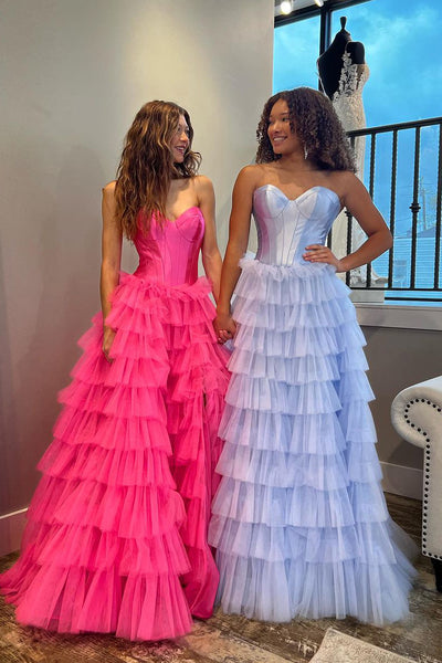 Black Sweetheart Ruffle Tiered Long Prom Dress MD122304