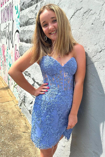 Mint Lace Short Corset Tight Homecoming Dresses with Beading DM4083009