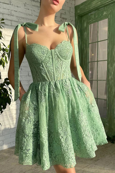 Green Sweetheart Homecoming Dress with Appliques MD101010