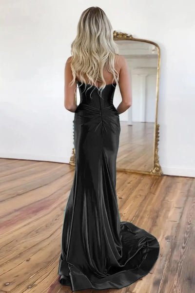 Trendy Mermaid Green Sweetheart Corset Prom Dress with Split MD4040903