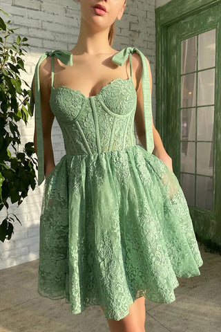 Green Sweetheart Homecoming Dress with Appliques MD101010