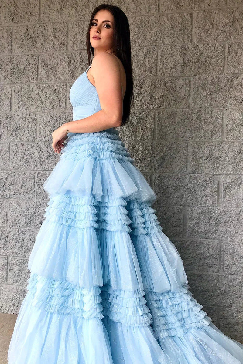 sachin and babi light blue dress Elegant Light Blue Sweetheart Tulle Prom Dress main image 1