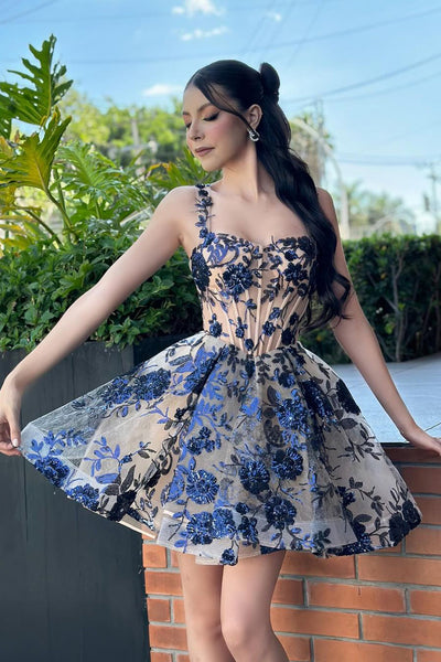 Lovely A-Line Purple Sequins Appliques Sweetheart Short Homecoming Dress MD4041703