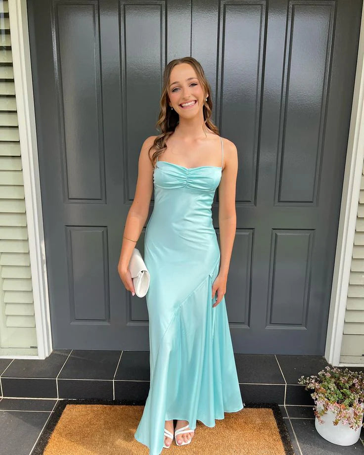 Green Strapless Satin Prom Dress With Slit  Y4204 main image 0