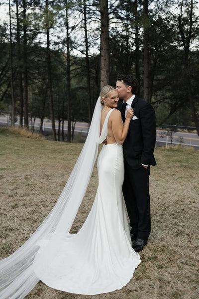 Mermaid Cowl Neck Silk Satin Wedding Dresses DM050603
