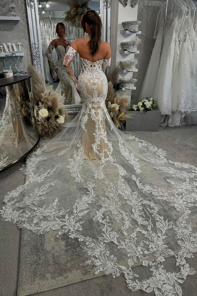 Charming Mermaid Sweetheart Lace Wedding Dresses DM40929010