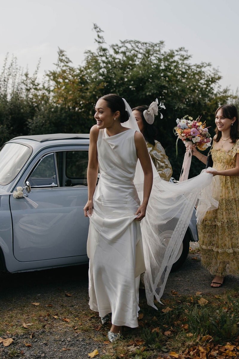 Romantic Sheath Boat Neck Silk Satin Long Weddingl Dresses DM241804 – Dressmeet Romantic Sheath Boat Neck Silk Satin Long Weddingl Dresses DM241804 – Dressmeet