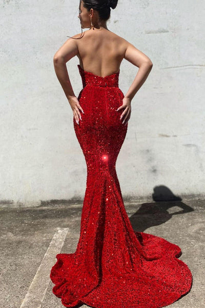 Sweetheart Mermaid Sequined Long Prom Dress MD121809