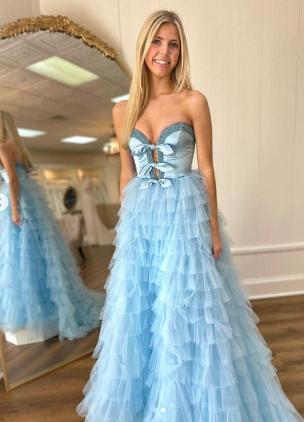 Sweet Ball Gown Sweetheart Black Tulle Ruffle Long Prom Dresses with Slit
