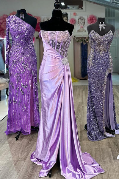 Charming Mermaid Strapless White Satin Long Prom Dresses