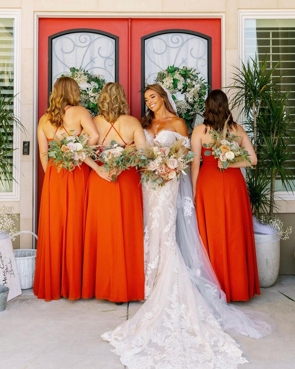 Simple A-Line Sweetheart Cross Back Chiffon Floor Length Bridesmaid Dresses  LD3041504  Dressmeet