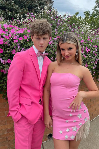 Bodycon One Shoulder Satin Short Homecoming Dresses with Stars MD091711
