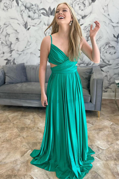 Emerald Green Pleated A-Line Formal Dress MD112703