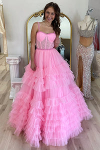 Tiered Ruffle Sweetheart Beaded Long Prom Dress MD4040902