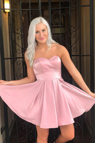 Simple A-Line Sweetheart Pink Short Homecoming Dresses LD3062001