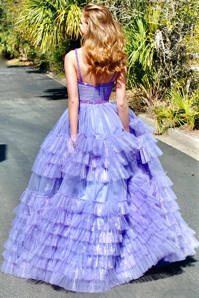 Tiered Ruffle Sweetheart Beaded Long Prom Dress MD4040902