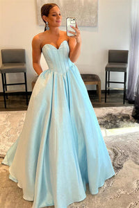 Light Blue Sweetheart A-Line Formal Dress with Pockets MD121705