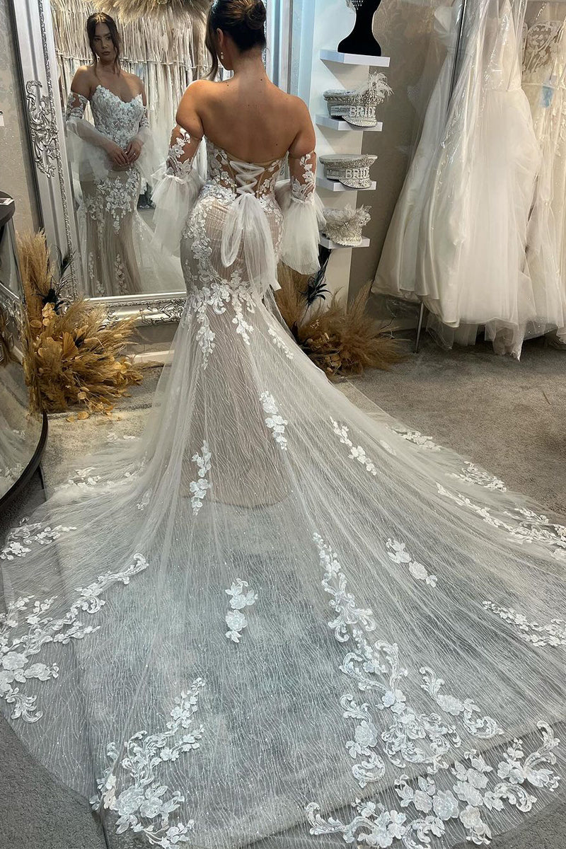 Elegant Mermaid Sweetheart Lace Wedding Dresses with Appliques MD4060806 –  Dressmeet