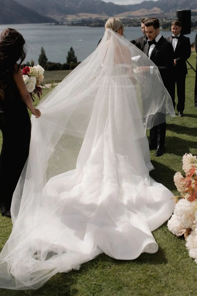 A-Line Off the Shoulder White Sequin Wedding Dresses MD111505 – Dressmeet A-Line Off the Shoulder White Sequin Wedding Dresses MD111505 – Dressmeet