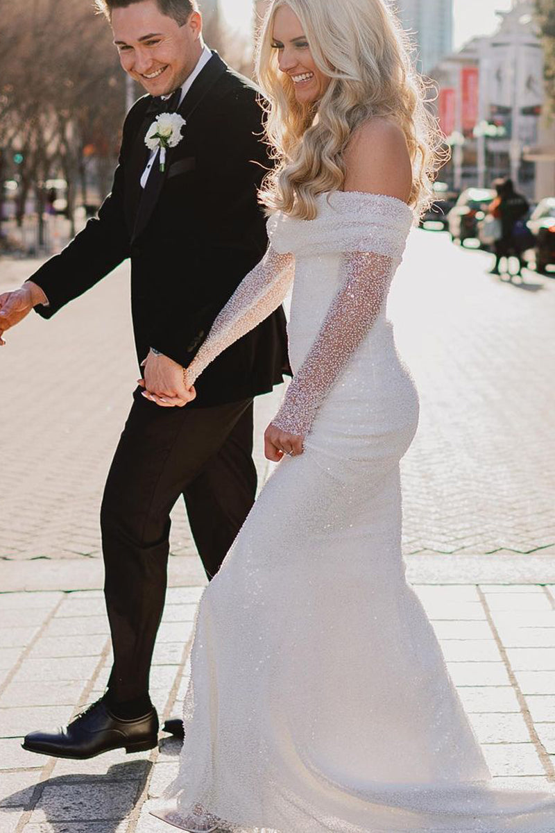 mermaid off the shoulder wedding dress Sparkly Sequins Long Dresses DM082711 – Dressmeet Zshosam Women's Plus Size Pumpkin Pop 24/7 Online Service. Pay in Full:Pay in Full - Photographer's Version