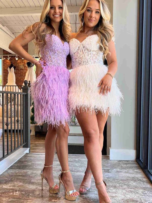 lavender tight homecoming dresses Sweetheart Feather Skirt Dress MD091608 Size:6 MTHS Men's Prom Oxfords Dress Sheath/Column Built Material Filter:Crochet