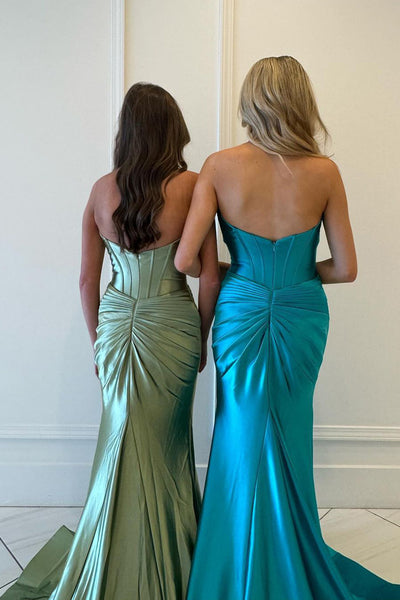 Sage Green Sweetheart Keyhole Mermaid Long Prom Dresses MD4011204