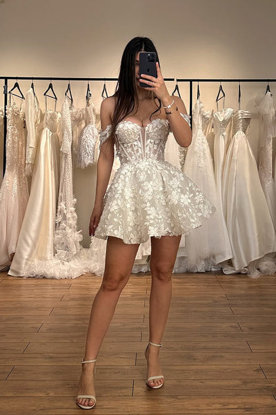Sweet A Line Off the Shoulder Lace Wedding Dress DM12061505