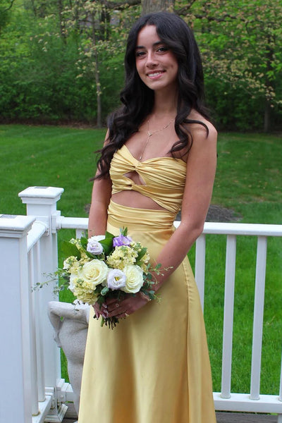 Cute Sheath Strapless Keyhole Satin Prom Dress DM24122604