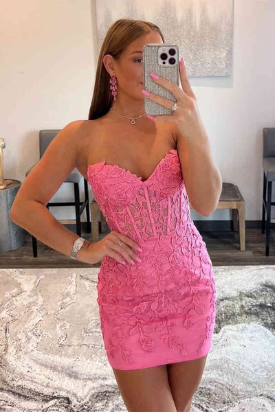 Cute Bodycon Sweetheart Lace Appliques Short Homecoming Dresses MD091612