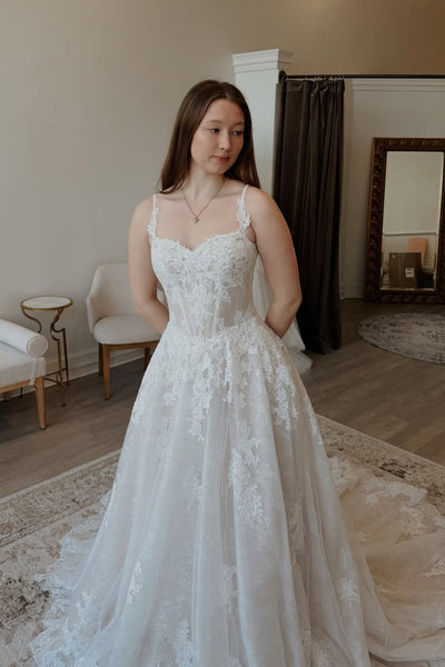 Fairy A Line Sweetheart Tulle Wedding Dress with Lace DM16021110