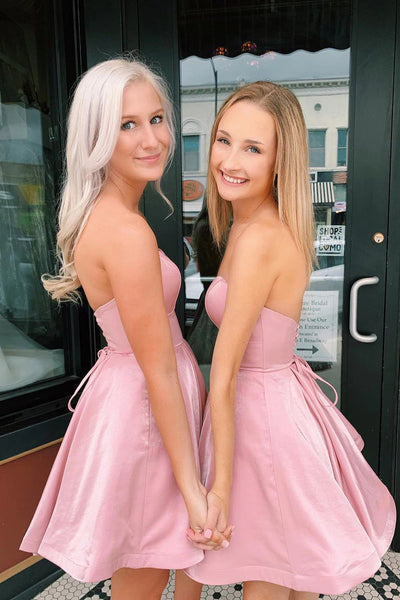 Simple A-Line Sweetheart Pink Short Homecoming Dresses LD3062001
